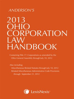 cover image of Anderson's 2013 Ohio Corporation Law Handbook
